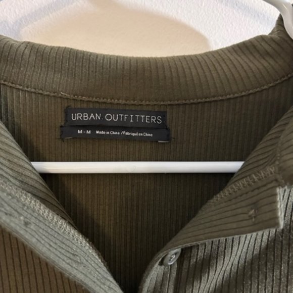 Urban Outfitters Gwen Olive Green Collared Long Sleeve Cutout Mini Dress - SizeM - Picture 3 of 6